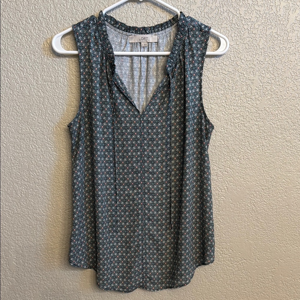 LOFT Sleeveless Blouse with Geometric Print